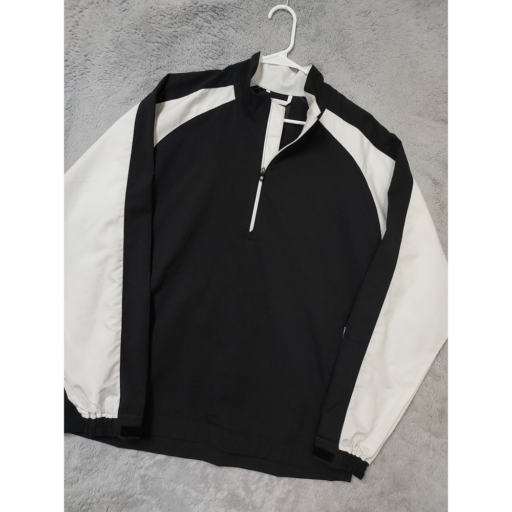 FootJoy Pullover Mens Medium Golf Windbreaker Quarter Zip Black White Jacket M